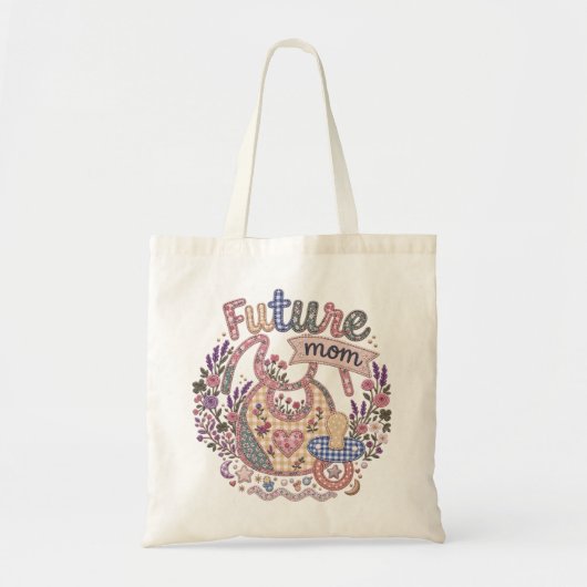 Tote Bag Patchwork de broderie florale graphique Future Mam (Devant)