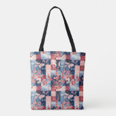 Tote Bag Patchwork de denim et de fleurs avec fleur de ceri (Dos)