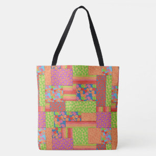 Tote Bag Patchwork de Faux colorés de Fruits d'été Motifs