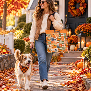 Tote Bag Patchwork de Pup Automnal Personnalisé sur Tout le