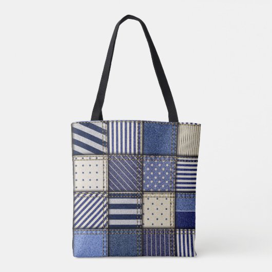 Tote Bag Patchwork Denim bleu (Dos)