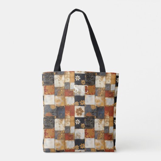 Tote Bag Patchwork Floral avec textures japonaises et moder (Dos)