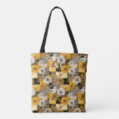 Tote Bag Patchwork Floral Élégant avec Jaune, Gris, Noir (Dos)