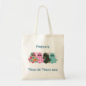 Tote Bag Patchwork Ghost Halloween Tricoter ou traiter (Devant)