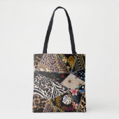 Tote Bag Patchwork Leopard : Ethnic Lining Design. (Devant)