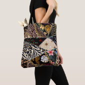 Tote Bag Patchwork Leopard : Ethnic Lining Design. (De près)