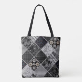 Tote Bag Patchwork monochrom noir gris blanc patc (Dos)
