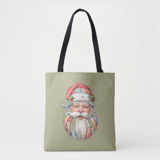 Tote Bag Patchwork Santa Claus Christmas Retro (Devant)