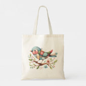 Tote Bag Patchwork Songbird on Blooming Branch (Dos)