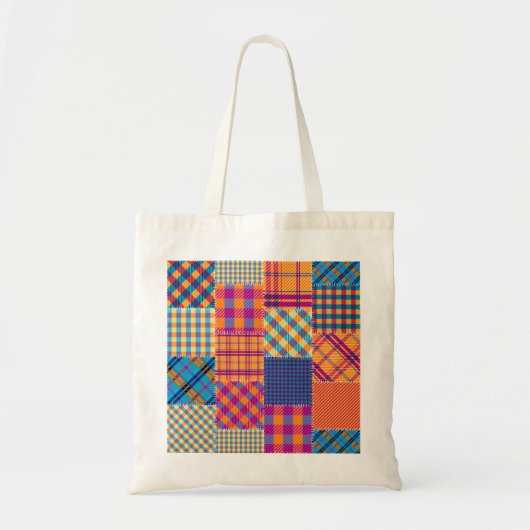 Tote Bag Patchwork textile : motif vintage transparent. (Devant)