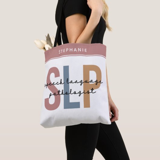 Tote Bag Pathologiste orthophoniste sur mesure SLP (De près)