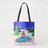Tote Bag Patinage drôle d'ours (Devant)