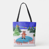 Tote Bag Patinage drôle d'ours (Dos)