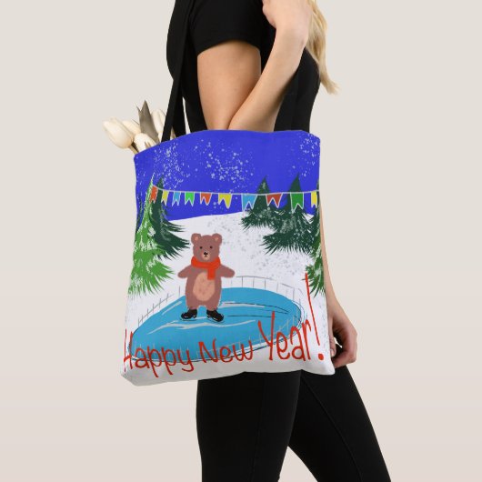 Tote Bag Patinage drôle d'ours (De près)