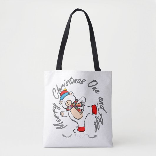Tote Bag Patinage sur glace Ours polaire Noël (Devant)