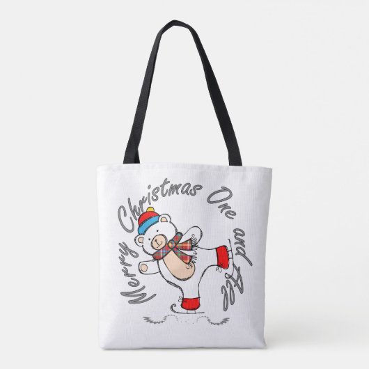 Tote Bag Patinage sur glace Ours polaire Noël (Dos)