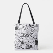 Tote Bag Patinage sur glace style doodé (Dos)