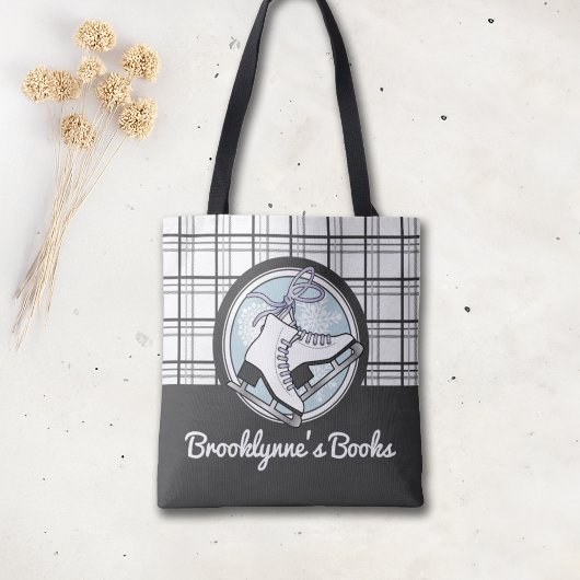 Tote Bag Patinage Tartan moderne personnalisé