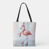 Tote Bag Patineur sur glace Flamant rose rose (Dos)