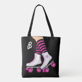 Tote Bag Patins à roulettes rose et noir (Dos)