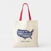 Tote Bag Patriotic Blue USA Map Citation Monogramme (Dos)