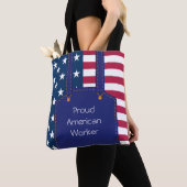 Tote Bag Patriotic Worker USA American Flag personnalisable (De près)