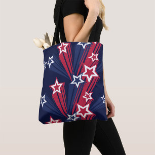 Tote Bag Patriotique 4 juillet Étoiles Rouge Blanc Et Bleu