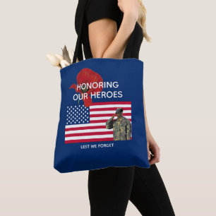Tote Bag Patriotique HONORER NOS HÉROS Mémorial des Vétéran