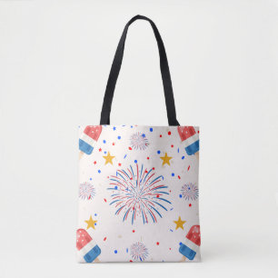 Tote Bag Patriotique Ice Pops & Fireworks Motif Rouge bla