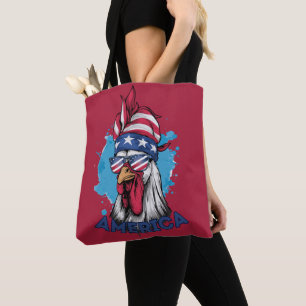 Tote Bag Patriotique poulet aux USA Bandana et Shades