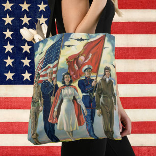 Tote Bag Patriotique Vintage, Personnel Militaire Fier Héro