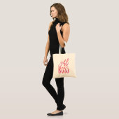 Tote Bag Patron de fille | Aquarelle rose (Devant (modèle))