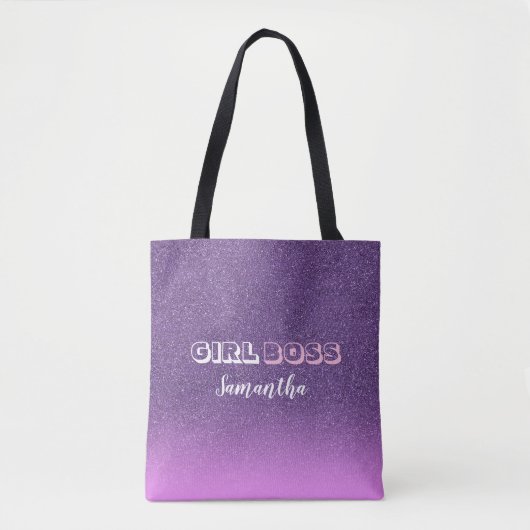 Tote Bag Patron de fille sur nom de parties scintillant ros (Devant)