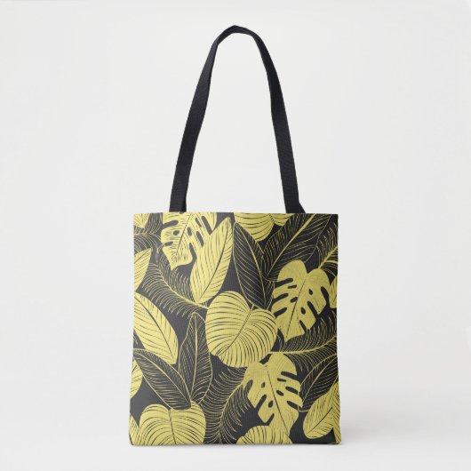 Tote Bag Patte Tropicale Noir Jaune Deux Tons (Devant)