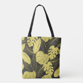 Tote Bag Patte Tropicale Noir Jaune Deux Tons (Dos)