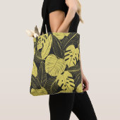 Tote Bag Patte Tropicale Noir Jaune Deux Tons (De près)