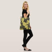Tote Bag Patte Tropicale Noir Jaune Deux Tons (Sur le modèle)
