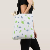 Tote Bag Pattern Blue & Green Leaves (De près)