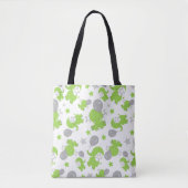 Tote Bag Pattern of Green Elephants, Cute Elephants, stars (Devant)