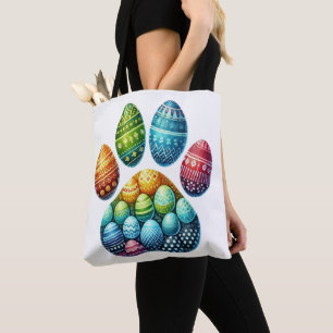 TOTE BAG PATTES DE COMPAGNON À THÈME OEUF DE PÂQUES DE COUL