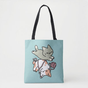 Tote Bag Pattes et Jeux – Illustration de Chat Adorable