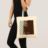 Tote Bag Paume tropicale ; Vert sauge et brun (Devant (produit))