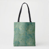 Tote Bag Paume vert et or feuille motif (Devant)
