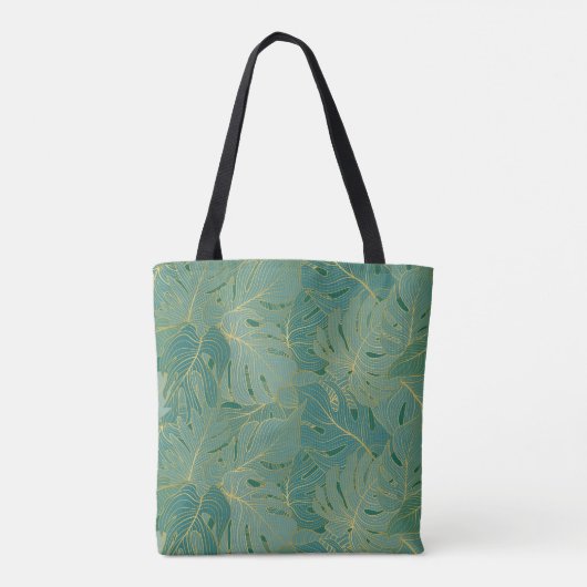 Tote Bag Paume vert et or feuille motif (Dos)