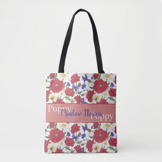 Tote Bag Pavot à fleurs de prairie (Devant)
