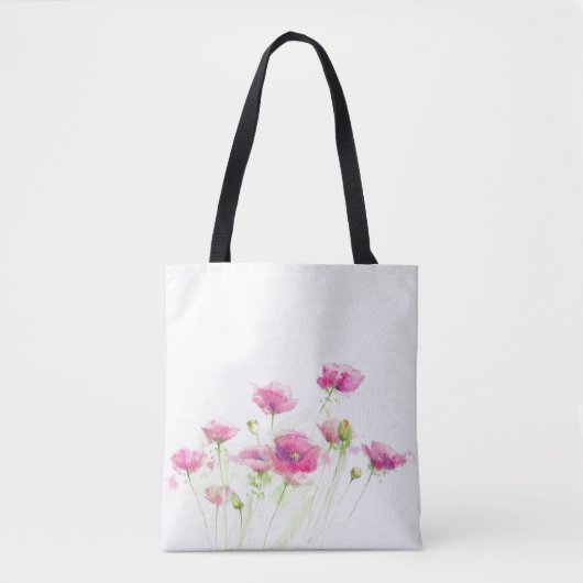 Tote Bag Pavots peints 3 d'aquarelle (Devant)