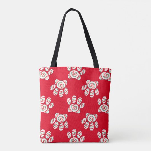Tote Bag Paw Chien Pâte Peppermenthe En Rouge Vert Blanc (Dos)