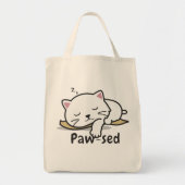 Tote Bag Paw-sed Cute Cat Tote – Lazy Kitty Cotton Bag (Devant)