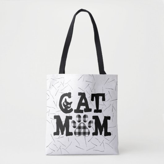 Tote Bag Pawprint maman chat avec poils de chat (Devant)