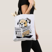 Tote Bag Pawsitive News Chien Lecture Journal T-shirt (De près)